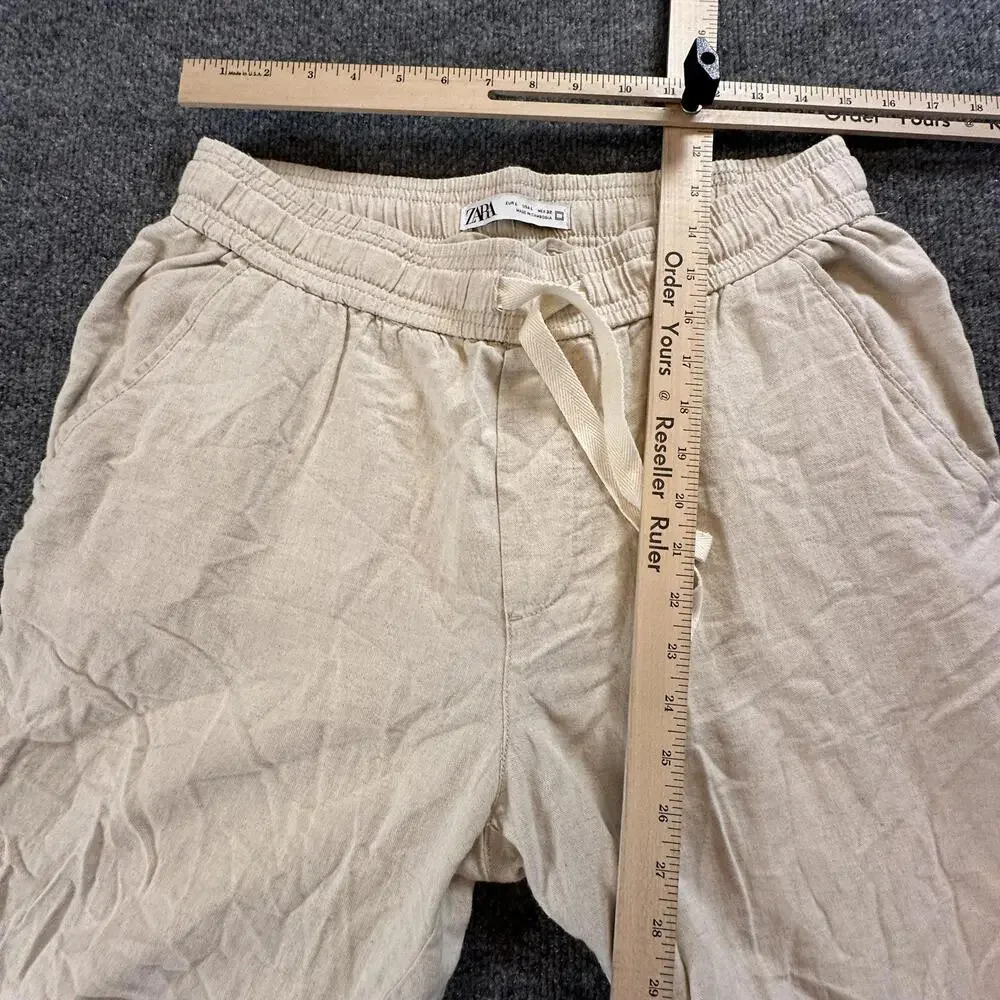 Zara Beige‎ Women's Casual Pants with Drawstring Waist - 89